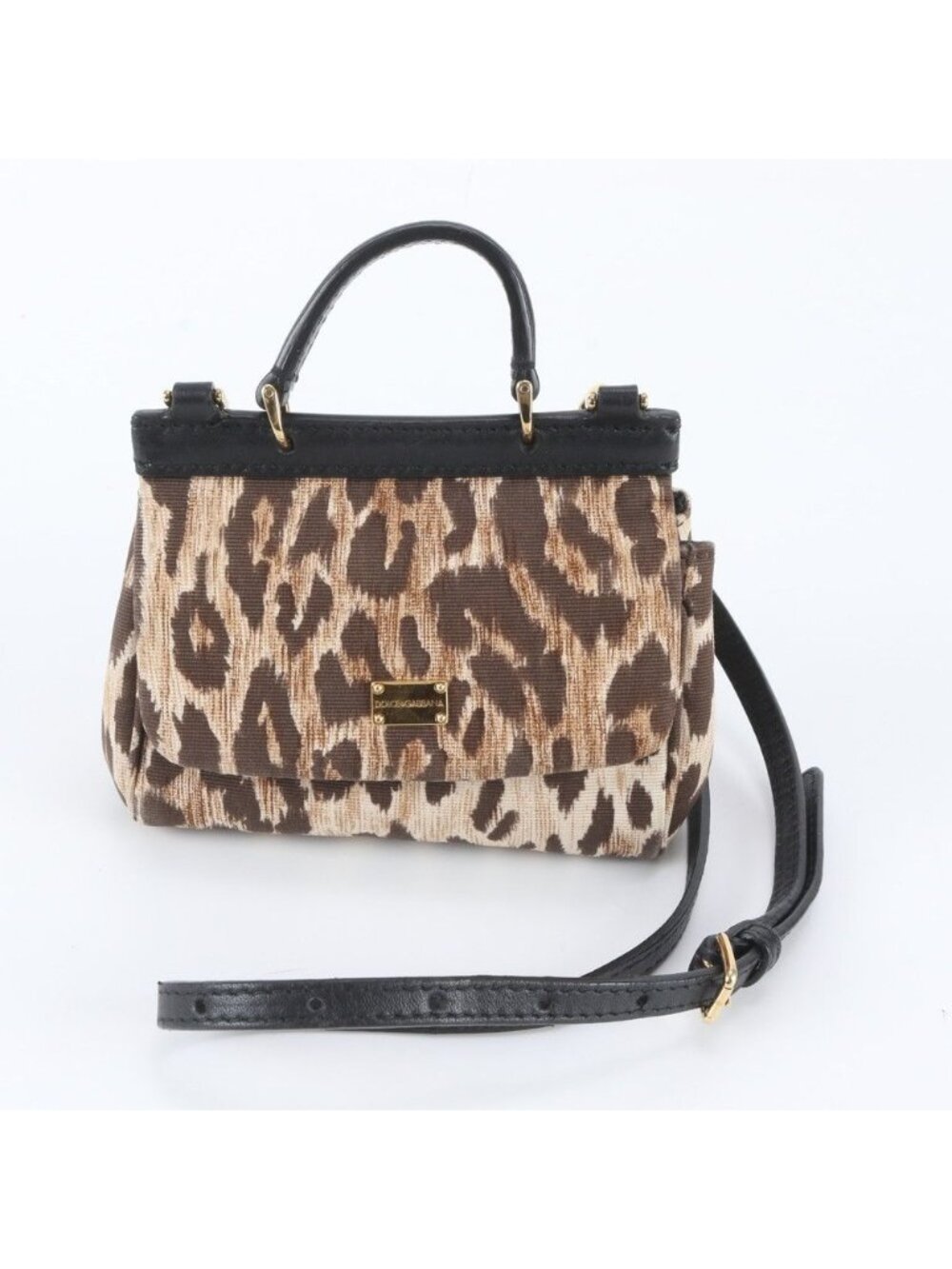 Dolce & Gabbana D&G Sicily Leopard Leather 2-Way Shoulder Bag